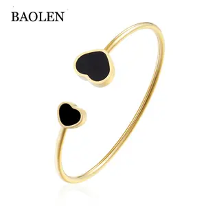 Fashion 4 color heart-shaped shell flexible hose stainless steel bracelet bangles for valentine gift wholesale