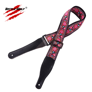 Wholesale Woven Jacquard Weave Different Style Wear Resisting Real <strong>Leather</strong> Ends <strong>Strap</strong> for <strong>Guitar</strong> <strong>Strap</strong> - Product Image 5