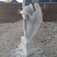 Sculpté à la main Grandeur nature Ange Pleureur Marbre Pierre Tombale Statue