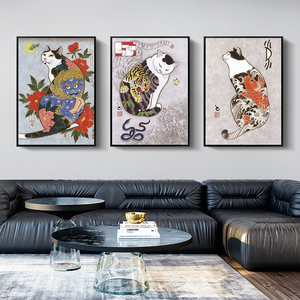 DIY Japonais Motif Tatouages <span class=keywords><strong>Patron</strong></span> Chat Diamant <span class=keywords><strong>Toile</strong></span> Mur Art - Product Image 3