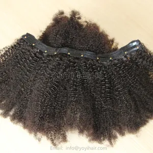 ブラジル人毛100% 本物の人毛本物のレミーサロンのオーナーが欲しい!! 生毛織りのキンキーカーリークリップ