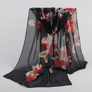 ผ้าพันคอชีฟองพิมพ์ลายดอกไม้แฟชั่นสำหรับสุภาพสตรี - Product Image 5