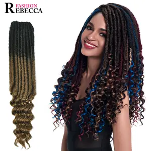 Rebecca Fashion Wholesale Ombre 20'' Crochet Synthetic hair Extension Braid With Curl