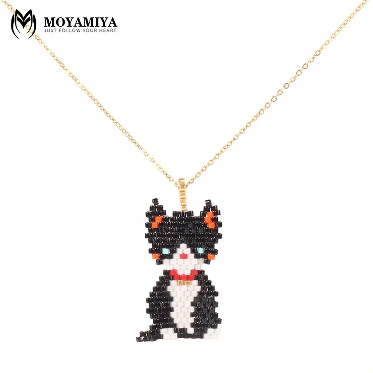 Moyamiya gioielli gatto gattino esotico moda miyuki perline catena collana