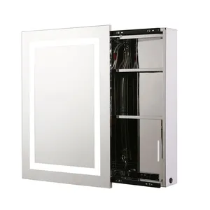 European style bathroom cabinet with light shaver socket IP44 LED mirror cabinet home use wall mounted mirror cabinet