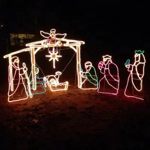 Trang Trí Giáng Sinh Ngoài Trời LED Rope Light Thắp Sáng Nativity Sets Đối Với Thương Mại Khu Dân Cư Giáng Sinh Yard Hiển Thị Trang Trí