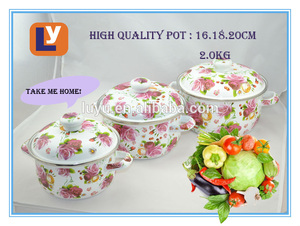 <span class=keywords><strong>Set</strong></span> di <span class=keywords><strong>3</strong></span> pezzi di casseruola di smalto popolare del sud America - Product Image 3