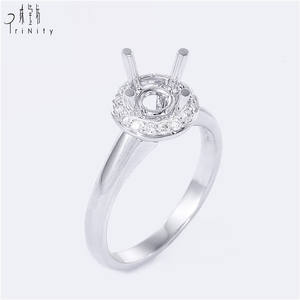 Anillo de Bodas de diamante natural de oro de 18 quilates a la moda, ajuste de anillo de compromiso solitario sin piedra central para mujer - Product Image 2