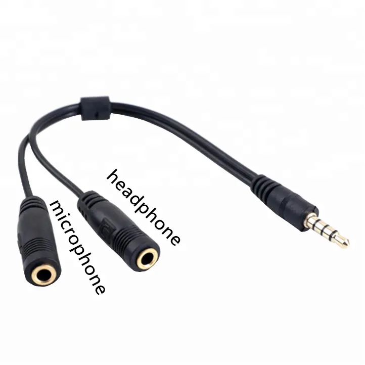 3.5ミリメートルオーディオステレオTRRS Headphone Jack Microphone Audio Y Splitter Male To Female 20CM Aux Cable Adapter Cord