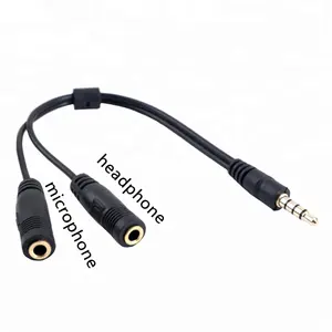 Headphone Stereo Audio 3.5Mm TRRS Mikrofon Jack Audio Y Splitter Pria Ke Wanita 20CM Kabel Adaptor Aux
