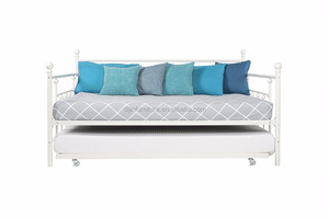 Manila <strong>Metal</strong> <strong>Daybed</strong> and Trundle, Full Size <strong>Daybed</strong> and Twin Size Trundle, Multifunctional, White - Product Image 3