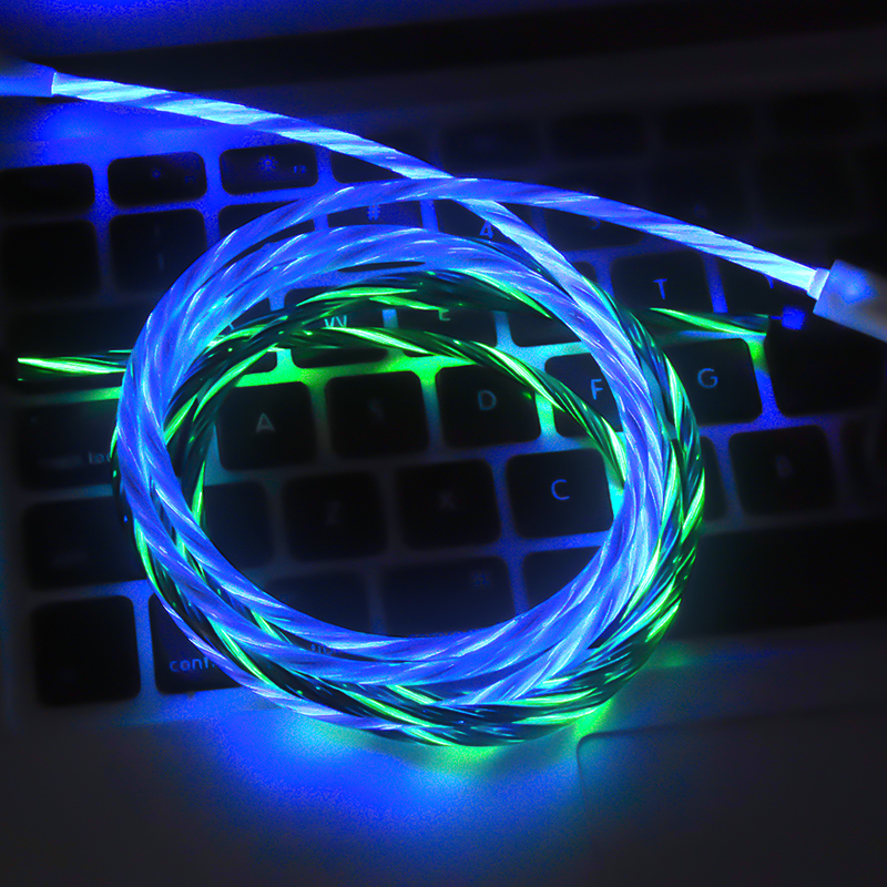 Интеллектуальный Android USB C светящийся светодиодный зарядный кабель для мобильного телефона светящийся зарядный светодиодный usb-кабель со светодиодной подсветкой