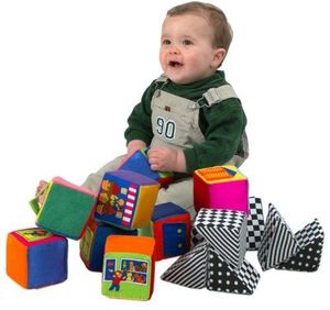IQ Bebé Knock Knock Bloques Aprender Enseñar Cascabeleo Sonajero Cuadrado de Color Puerta de Juguete Suave - Product Image 1