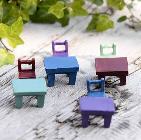 High Quality Mini Tables Chairs Furniture Figurine Crafts Decors Lovely Fairy Resin Garden Ornaments Garden supply