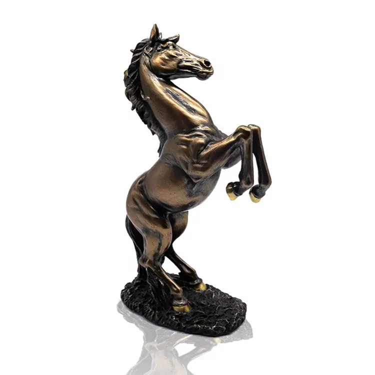 Horse statue bronze color standing resin statue animal horse figurine