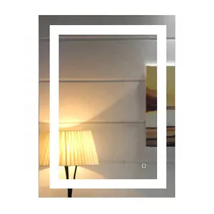 Miroir LED rectangulaire pour salle de bains, doré, miroir de salle de bains de luxe, vente en gros