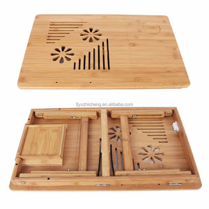 Wholesale Eco-Friendly Foldable Adjustable Bamboo Laptop <strong>Desk</strong> with Storage Drawers <strong>Compact</strong> Laptop Table for Home Office - Product Image 4