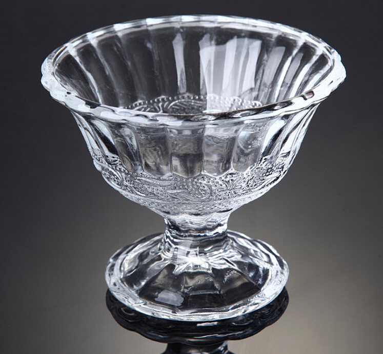 Slant Cut Glass Bowl,Glass Dessert bowl,Glass Terrarium glass salad bowl  with print