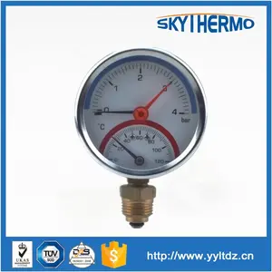 Xuyên tâm nhiệt độ kết nối đồng hồ đo áp lực nhiệt- đo áp suất 0 to120 C
