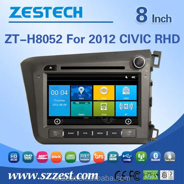 ZESTECH شاشة تعمل باللمس رصد لهوندا سيفيك 2012 محرك اليد اليمنى تصنيع قطع غيار السيارات مشغل أسطوانات للسيارة مع نظام تحديد المواقع ZT-H8052