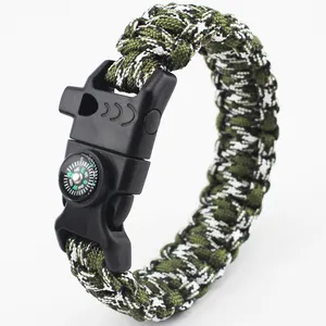 Fabriek Outdoor Multifunctionele Emergency Draagbare Bergbeklimmen Wandelen Top Koop Paracord Survival Armband