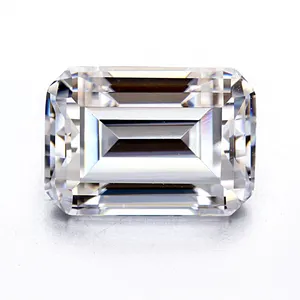 Pedra de gema sintética 1 carat 5*7mm, pedra de moissanite esmeralda branca transparente