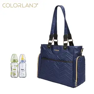 Nuovo Design Elegante Trapuntatura Bambino Diaper Bag Colore Nero Trapuntato Poliestere Tote Bag Mummy