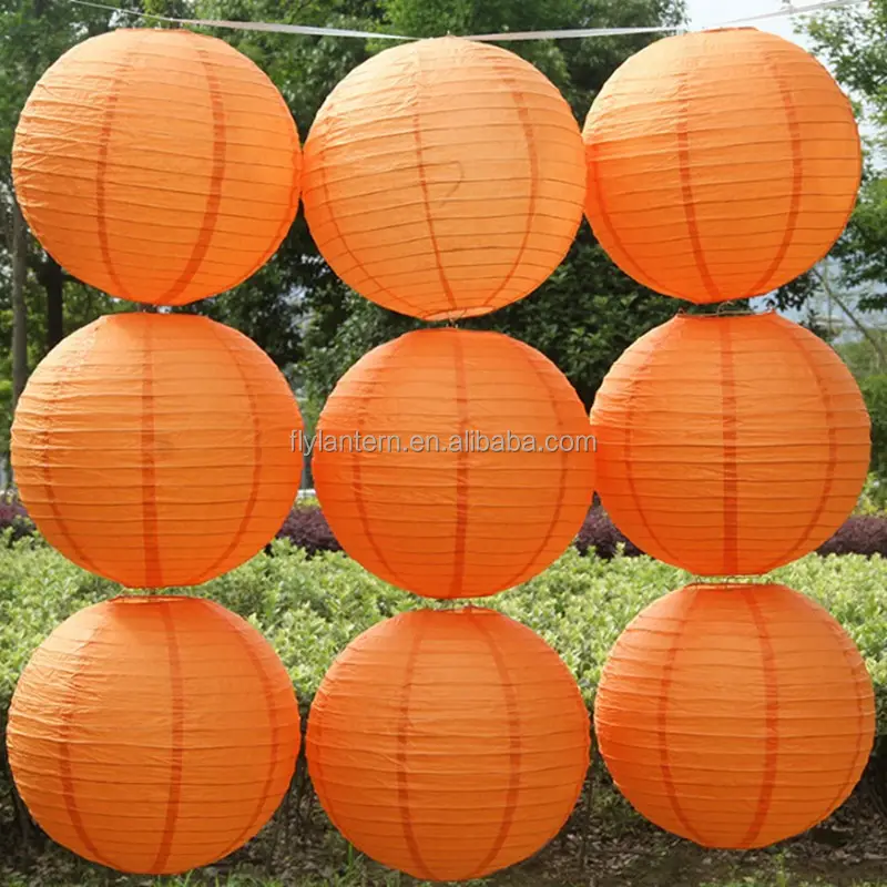 Linterna de papel de color naranja chino para Decoración