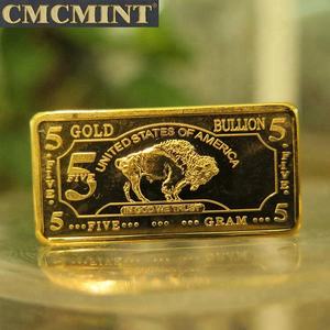 Toptan 5 Gram 24 k altın kaplama Buffalo Bar ile ambalaj plastik kasa C25P - Product Image 4