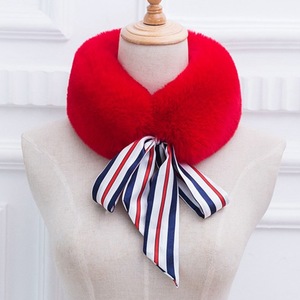 Personnalisable Fluffy Faux Rex <span class=keywords><strong>Fourrure</strong></span> de Lapin Écharpe Hiver Cou Chaud Coupe-Vent avec Soie pour Vêtements de Plein Air - Product Image 6