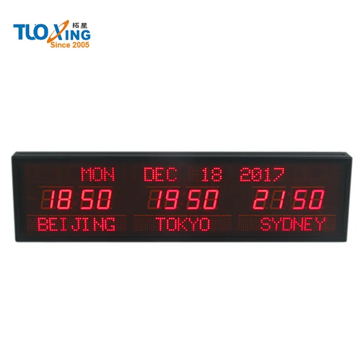 1.8 inch LED digital world time calendar clock wall clock