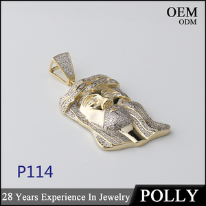 Bán Buôn Tuỳ Chỉnh Bạc 925 Sterling Silver Hiphop Jesus 18K Vàng Micro Iced Out Cubic Zirconia Paved Jesus Mảnh Mặt Dây - Product Image 3