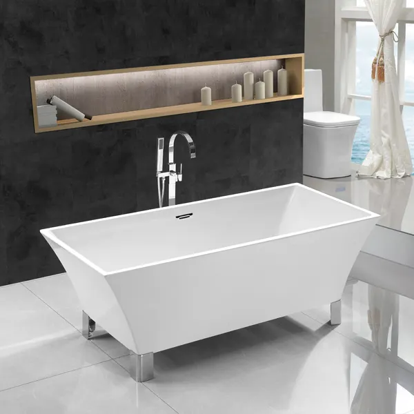 Classic Footed Rectangular Freestanding Acrylic Bathtub