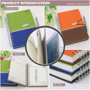 Fanc kinh doanh máy tính xách tay PU da bìa cứng với kim loại chặt xoắn ốc ràng buộc và ban nhạc đàn hồi chương trình nghị sự kế hoạch thiết kế - Product Image 3