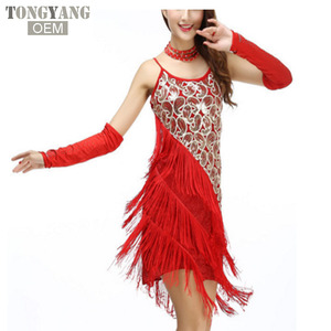 Robe de soirée sexy TONGYANG pour femmes, avec paillettes et franges, idéale pour les soirées, les danses latines, le tango, la salle de bal, la salsa, <span class=keywords><strong>grande</strong></span> taille - Product Image 3