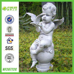 Decoração de jardim em casa, bola sentada cherub, estatuetas de anjo, resina, cupido