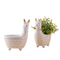 Pots à fleurs en céramique décoratifs, mignons, petits et bon marché, en forme d'alpaga, fabriqués en Chine