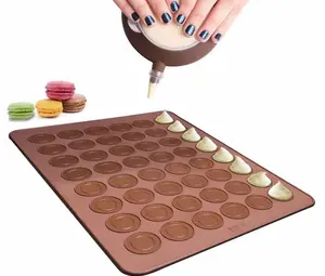 48 Gaatjes Macarons Siliconen Mat Bakvorm, Siliconen Macaron Kit Gebakje Bakmat En Versiering Piping Pot Met 4 Stuks Nozzles