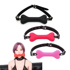 Ağız Fiş 20mm Sevimli Katı Deri Kablo Demeti Silikon Köpek Kemik Ağız Topu Gag BDSM Fetiş Esaret Köle Gag Restraint çiftler için