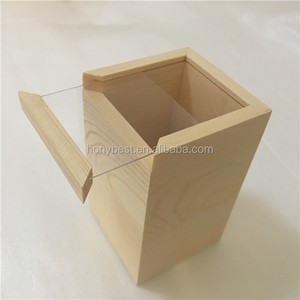 Rustic Timber Hamper Small Gift Box Unfinished Solid Wood Products Box with Sliding Clear Lid Pine Display Box for Jewelry <strong>Photo</strong> - Product Image 6