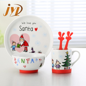 Vente en gros de nouveaux ensembles de vaisselle pour la maison, assiettes <span class=keywords><strong>et</strong></span> bols, motifs mignons, ensembles de vaisselle en céramique pour bébé - Product Image 5