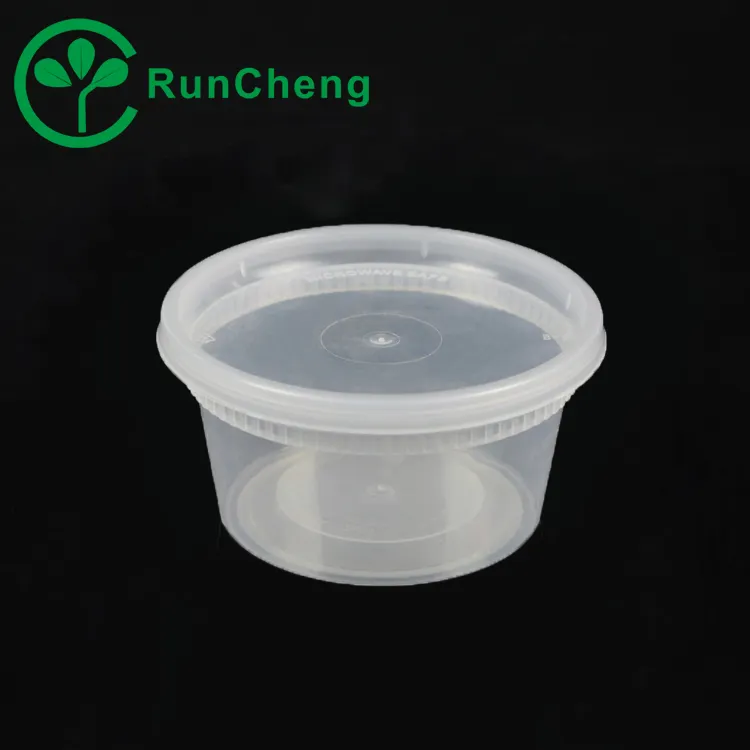 12oz Microwavable PP plastic clear soup cup with clear lid deli container 240set/carton