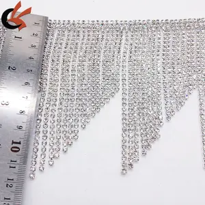 Venta al por mayor de 11cm de cristal de diamantes de imitación con flecos, tamaño personalizado, apliques de costura, prendas, zapatos, bolsos, bodas, técnica de máquina