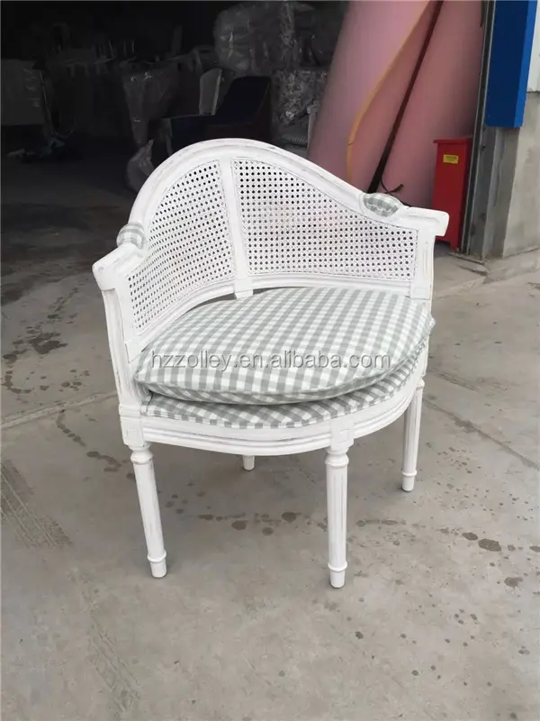 French cafe rattan top quality rattan white rattan fabric seater chairs