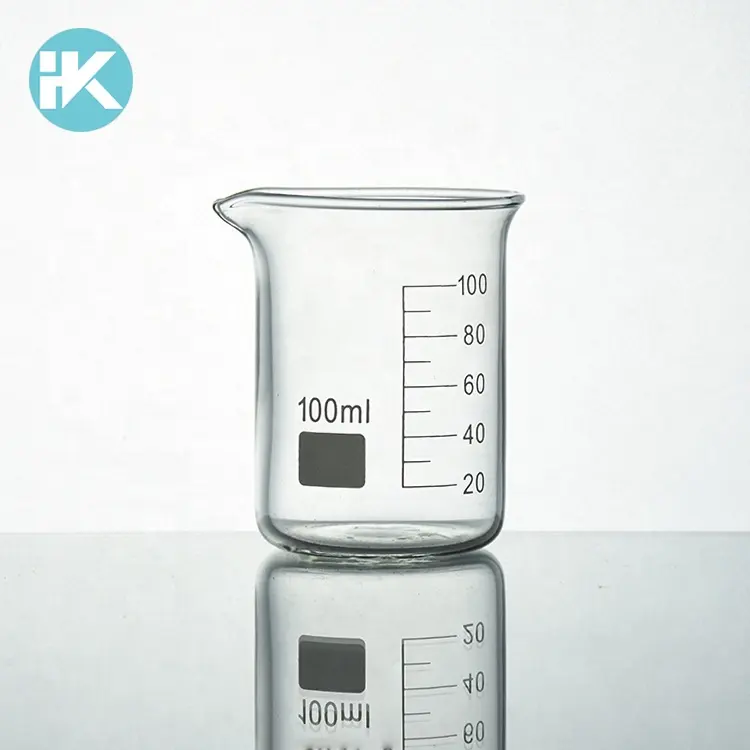 Huke Scientific reusable glass beaker borosilicate 3.3 custom 100 ml beaker glass uses in laboratory