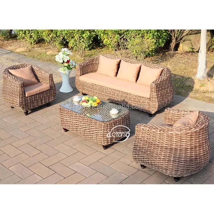 Sofa Rotan Modern Luar Ruangan Harga Pabrik untuk PE Cina Perabot Luar Ruangan Sofa Taman Set Sofa Eksotis 10 Set 2 Tahun