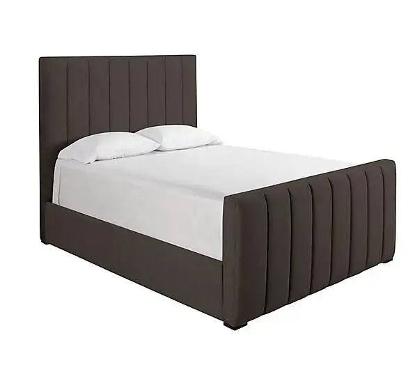Neueste schlafzimmer möbel luxus einzel bett rahmen stilvolle vertikale linien tufted kopfteil stoff weiches bett