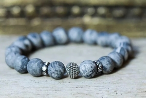 Nouveau Bracelet élastique pour femmes, en pierre de jaspe, au Design Unique, avec perles en diamant, élastique - Product Image 5
