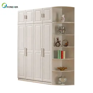 2021 New Simple Design White Color Elegant With Big Space Wooden Wardrobe