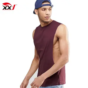 sport clothing low cut plain gym tank tops 100% cotton drop armhole tank top online shopping